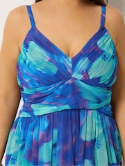 Yours Curve Blue Floral Chiffon Maxi Dress - Image 4 of 5