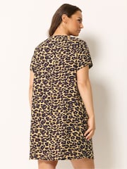 Yours Curve Black Pleated Front Detail Tunic Dress - Image 3 of 5