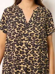 Yours Curve Black Pleated Front Detail Tunic Dress - Image 4 of 5