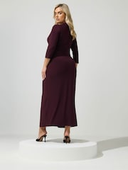 Yours Curve Purple London Drape Wrap Dress - Image 2 of 5