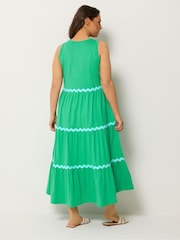 Yours Curve Green Contrast Ric Rac Trim Dress - Image 4 of 5