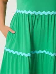 Yours Curve Green Contrast Ric Rac Trim Dress - Image 5 of 5