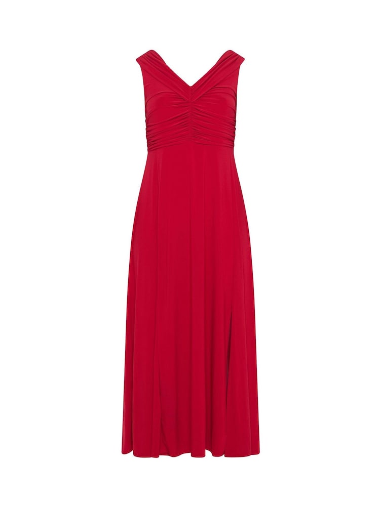 Yours Curve Red London Ity Gathered Bardot Maxi Dress - Image 5 of 5 Yours Curve Red London Ity Gathered Bardot Maxi Dress - Image 5 of 5