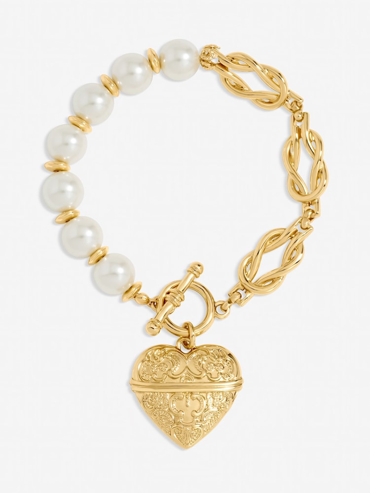 Mood Gold Tone Engraved Heart Bracelet - Image 1 of 1 Mood Gold Tone Engraved Heart Bracelet - Image 1 of 1