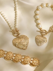 Mood Gold Tone Engraved Heart Necklace - Image 3 of 3
