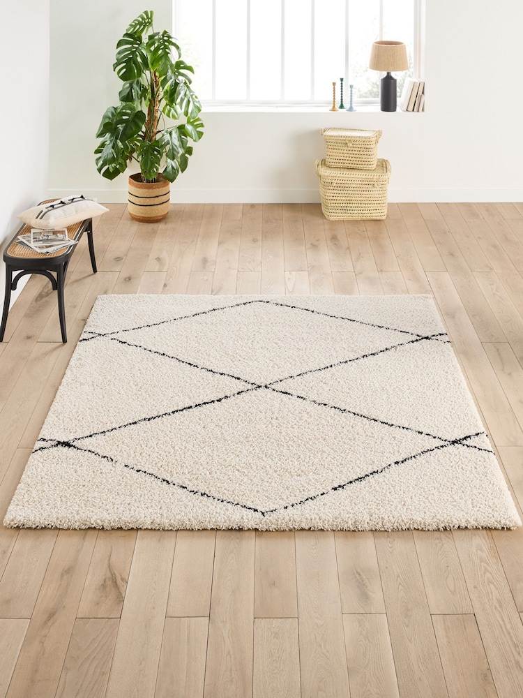 La Redoute Intérieurs Ecru Black Fatouh Berber Style Square Rug - Image 1 of 4