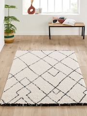 La Redoute Intérieurs White Black Rabisco Berber Style Rug - Image 1 of 4