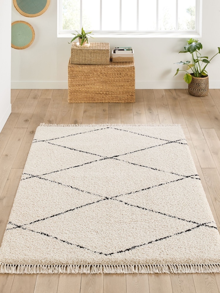 La Redoute Intérieurs Ecru Fatouh Fringed Berber Style Rug - Image 1 of 4 La Redoute Intérieurs Ecru Fatouh Fringed Berber Style Rug - Image 1 of 4