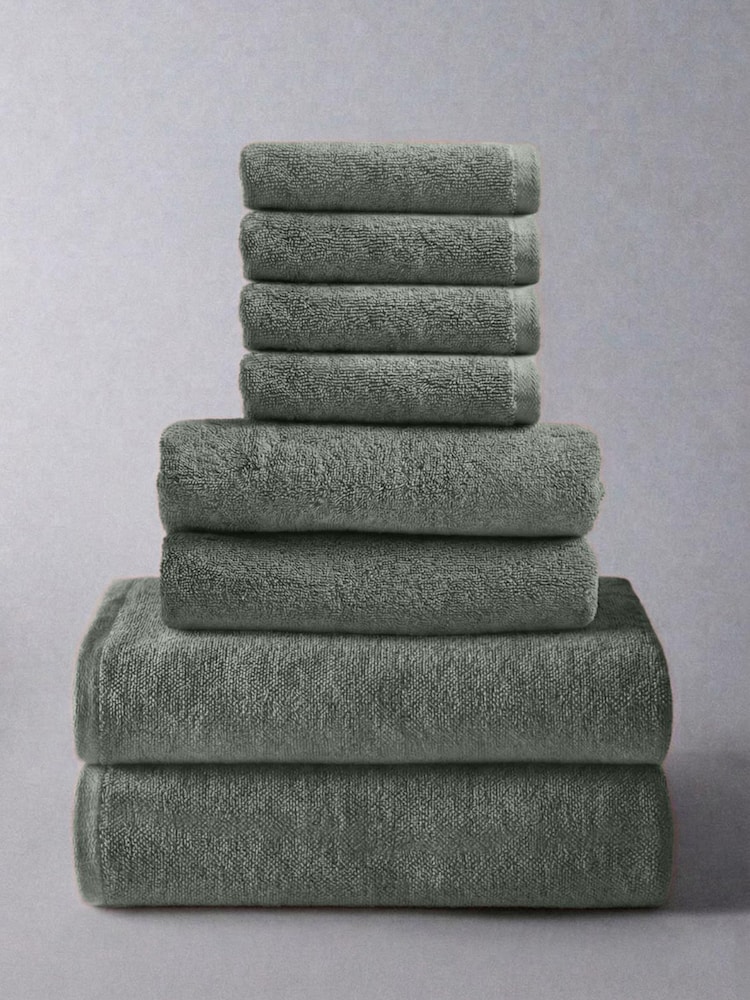 The Set 8 Pack Sage Green Popcorn Textured Towel Bale - Image 1 of 1
