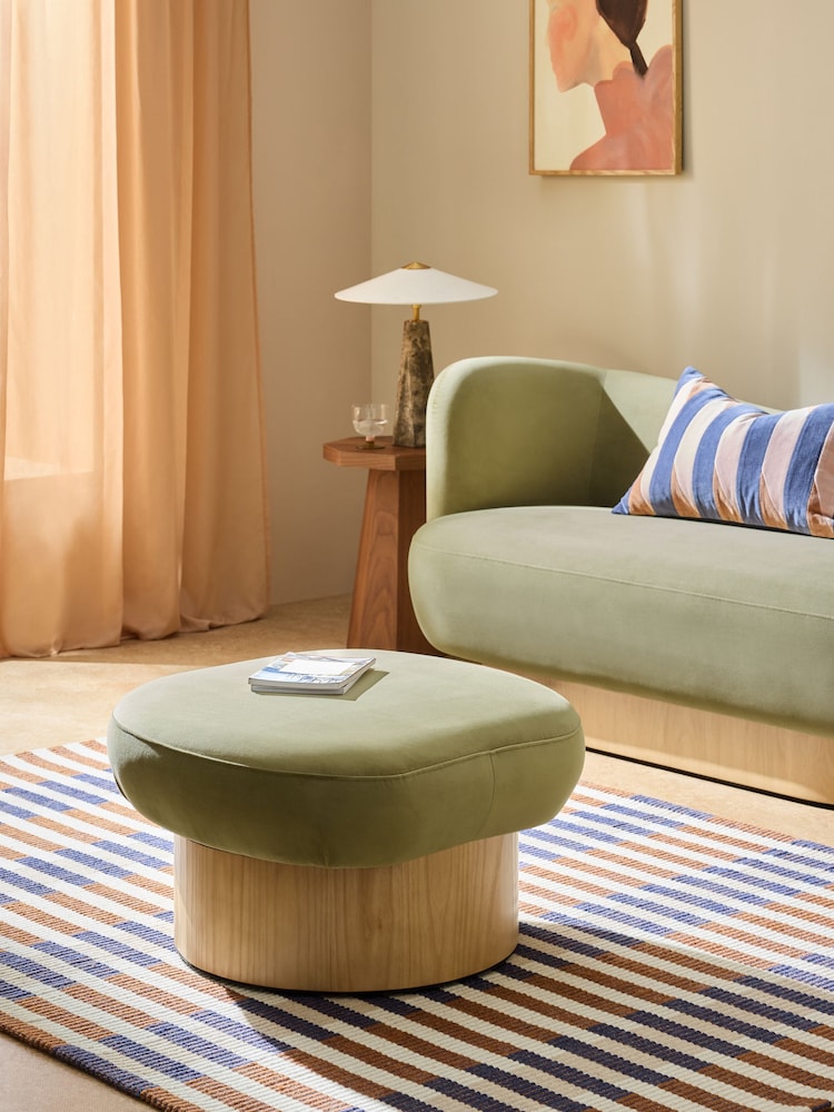 MADE.COM Fern Green Velvet Novara Storage Footstool - Image 1 of 5 MADE.COM Fern Green Velvet Novara Storage Footstool - Image 1 of 5