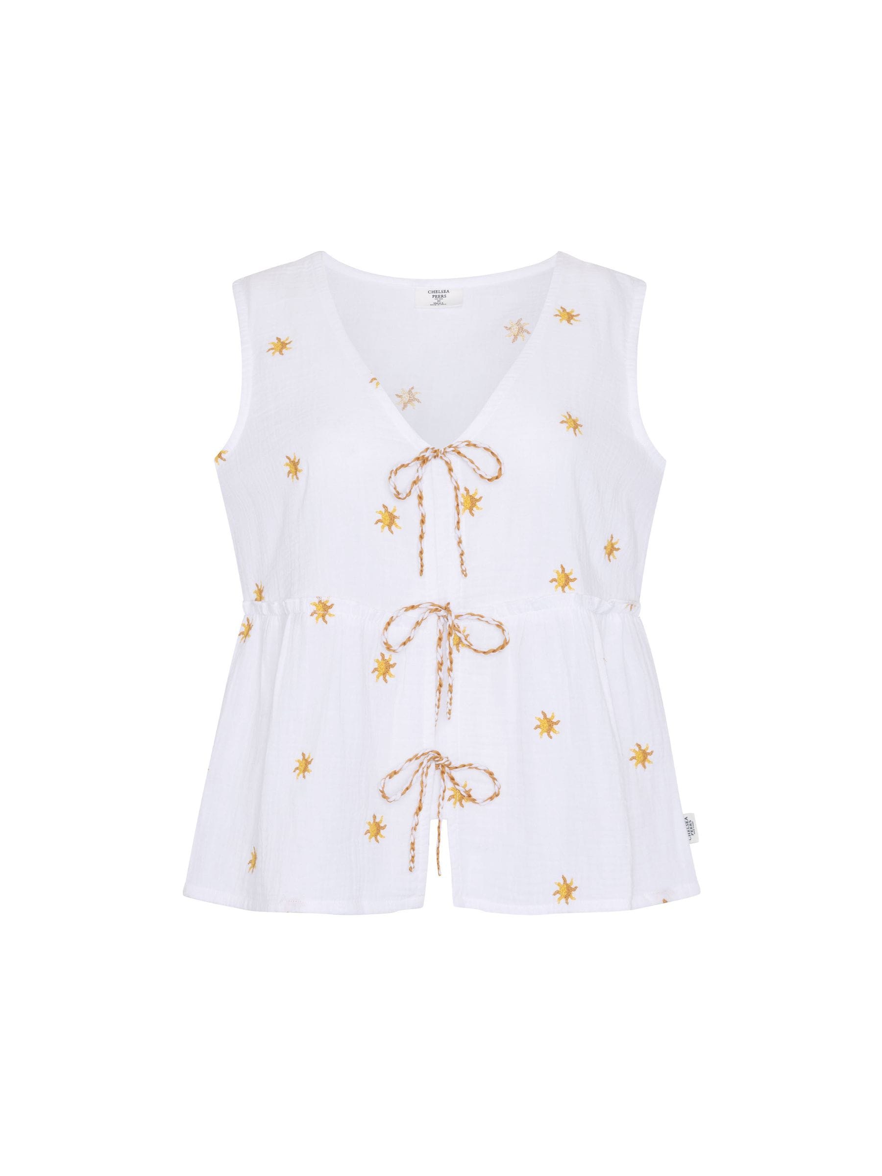 Buy Chelsea Peers White Cheesecloth Embroidered Sunburst Cami Top