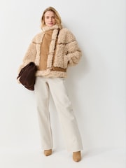 Urban Code Brown Faux Shearling Duffle Jacket - Image 2 of 4