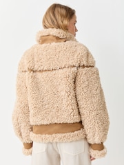 Urban Code Brown Faux Shearling Duffle Jacket - Image 3 of 4