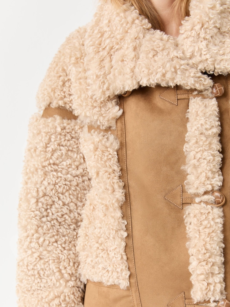 Urban Code Brown Faux Shearling Duffle Jacket - Image 4 of 4