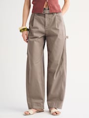 Abercrombie & Fitch Brown Belted Barrel Utility Trousers - Image 6 of 8