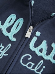 Hollister Blue Heritage Logo Shrunken Sweat Top - Image 3 of 4