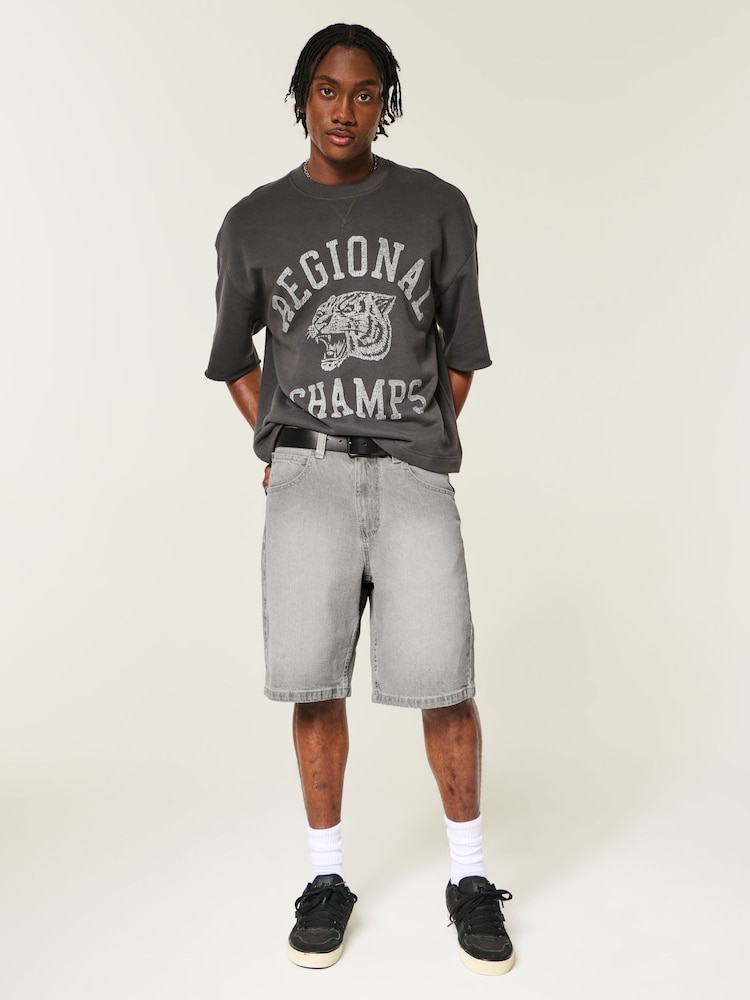 Hollister Black Baggy Shorts - Image 1 of 4 Hollister Black Baggy Shorts - Image 1 of 4