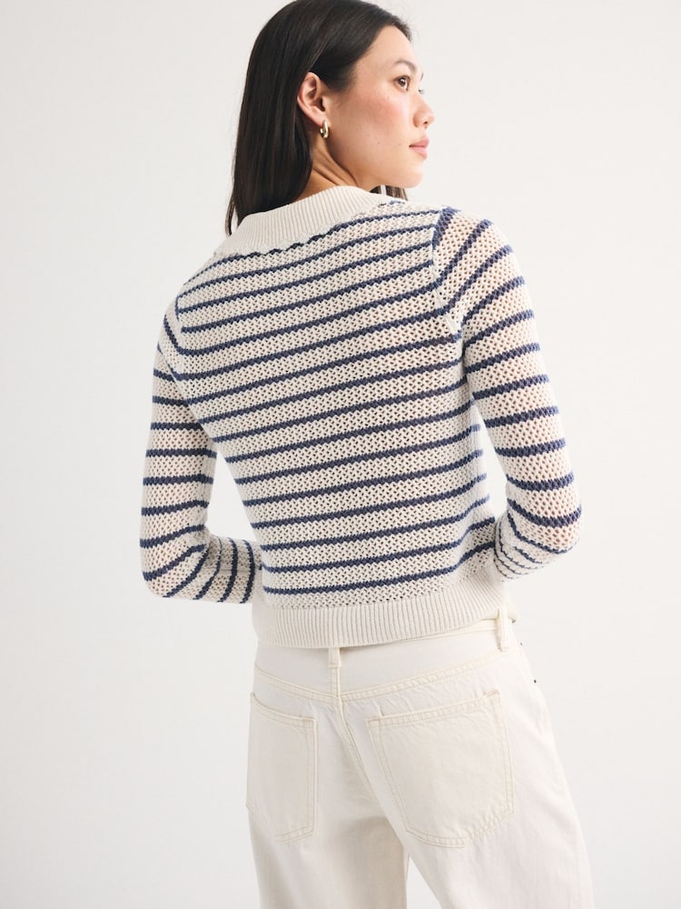 Abercrombie & Fitch Cream Crochet Collared Cardigan - Image 2 of 8 Abercrombie & Fitch Cream Crochet Collared Cardigan - Image 2 of 8