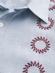 Hollister Blue Cuban Embroidered Shirt - Image 2 of 2