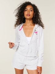 Hollister Grey Heritage Logo Shrunken Sweat Top - Image 1 of 3