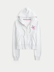 Hollister Grey Heritage Logo Shrunken Sweat Top - Image 3 of 3