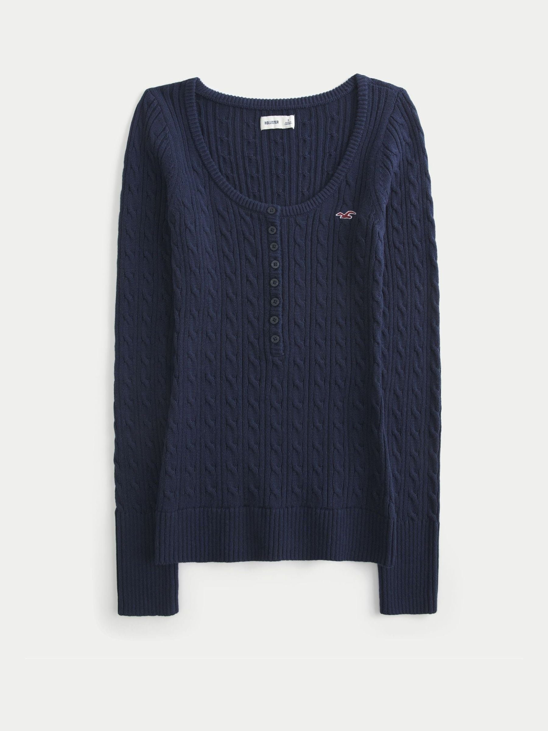 Buy Hollister Blue Cable Icon Henley Jumper from the Next UK