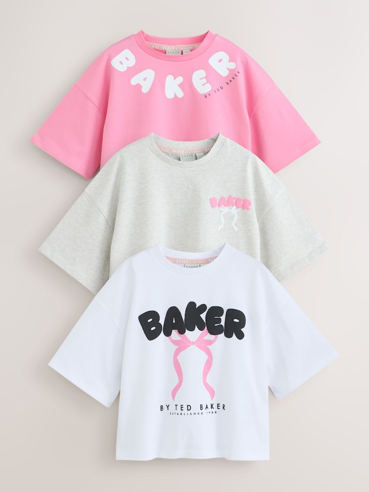 Baker by Ted Baker 3 Pack Oversized Bow Graphic T-Shirts - Larawan 1 ng 10