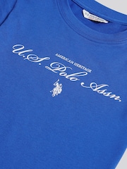 U.S. Polo Assn. Blue Script Logo Cap Sleeve T-Shirt - Image 7 of 7