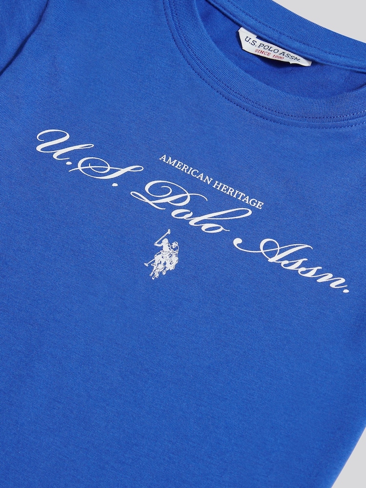 U.S. Polo Assn. Blue Script Logo Cap Sleeve T-Shirt - Image 7 of 7
