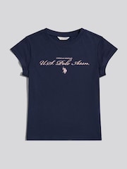 U.S. Polo Assn. Navy Iris Script Logo Cap Sleeve T-Shirt - Image 5 of 7