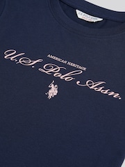U.S. Polo Assn. Navy Iris Script Logo Cap Sleeve T-Shirt - Image 7 of 7