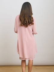 Gina Bacconi Lexie Embellished Cuff Chiffon Overlay Dress - Imaginea 2 din 7