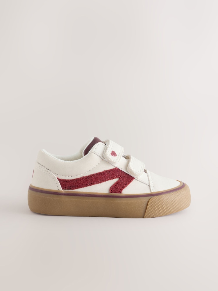 Cream/Red Wide Fit (G) Touch Fastening Trainers - Image 2 of 5
