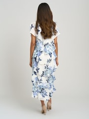 Gina Bacconi Blue Morgan Midi Printed Tiered Chiffon Dress - Image 2 of 5