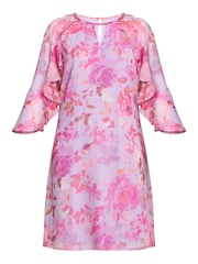 Gina Bacconi Pink Tracey Floral Chiffon Shift Dress - Image 7 of 7