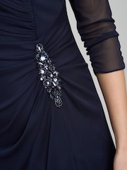 Gina Bacconi Blue Georgina Maxi Portrait Collar Dress With Beaded Trim - Image 4 of 4