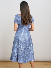 Gina Bacconi Blue Masha Soutache Lace Midi Dress - Image 2 of 6