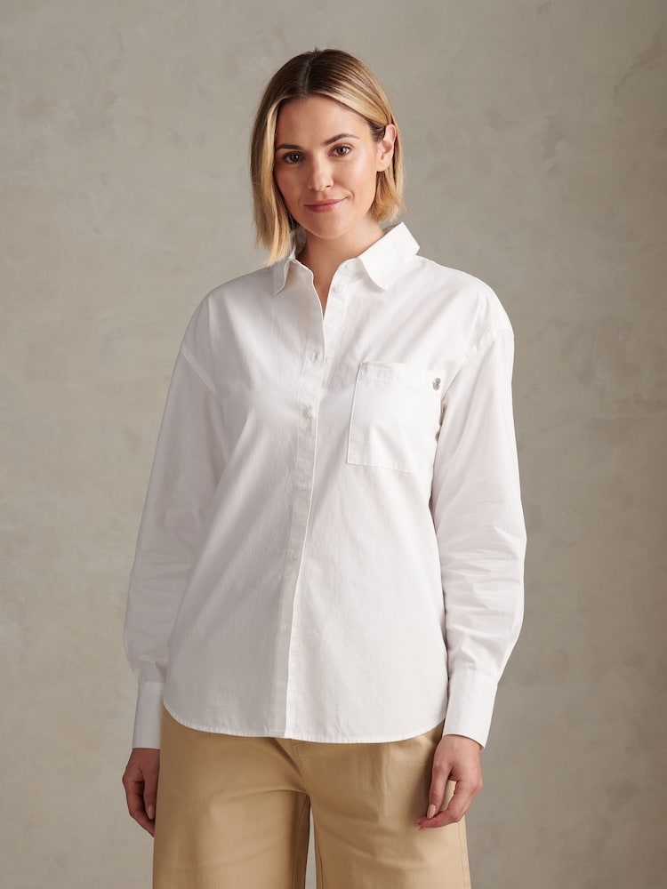 U.S. Polo Assn. White Cotton Poplin Loose Fit Shirt - Image 1 of 8