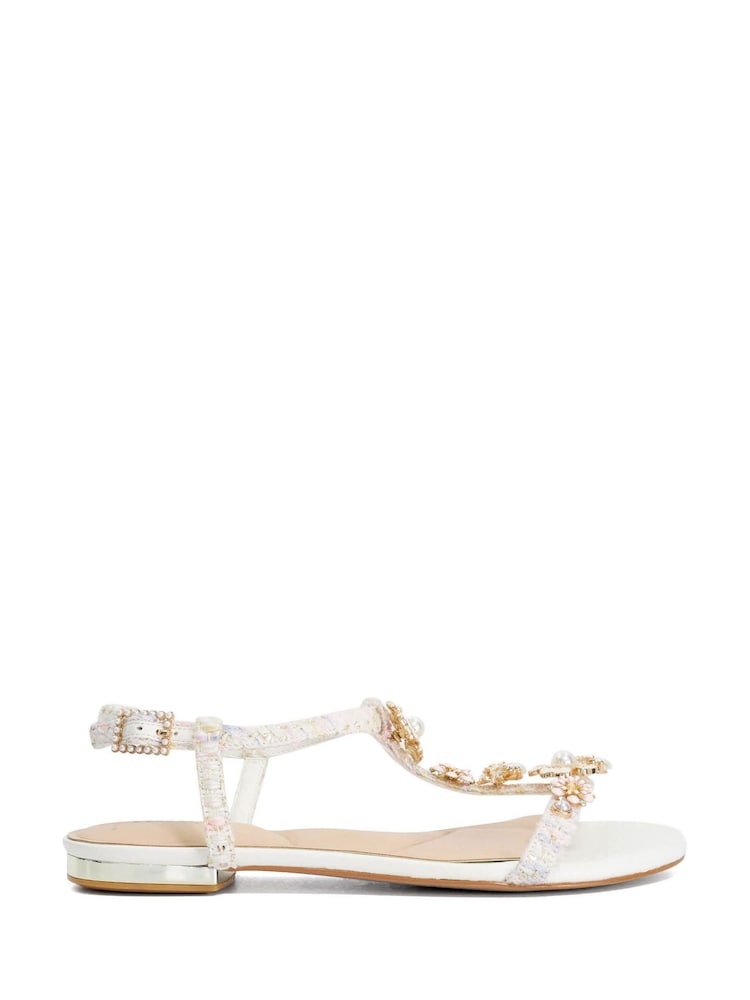 Dune London White Wf Nature Flat Sandals - Image 1 of 5 Dune London White Wf Nature Flat Sandals - Image 1 of 5