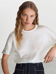 Reiss Ivory Lena Silk Short-Sleeve Top - Image 1 of 6