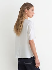 Reiss Ivory Lena Silk Short-Sleeve Top - Image 5 of 6