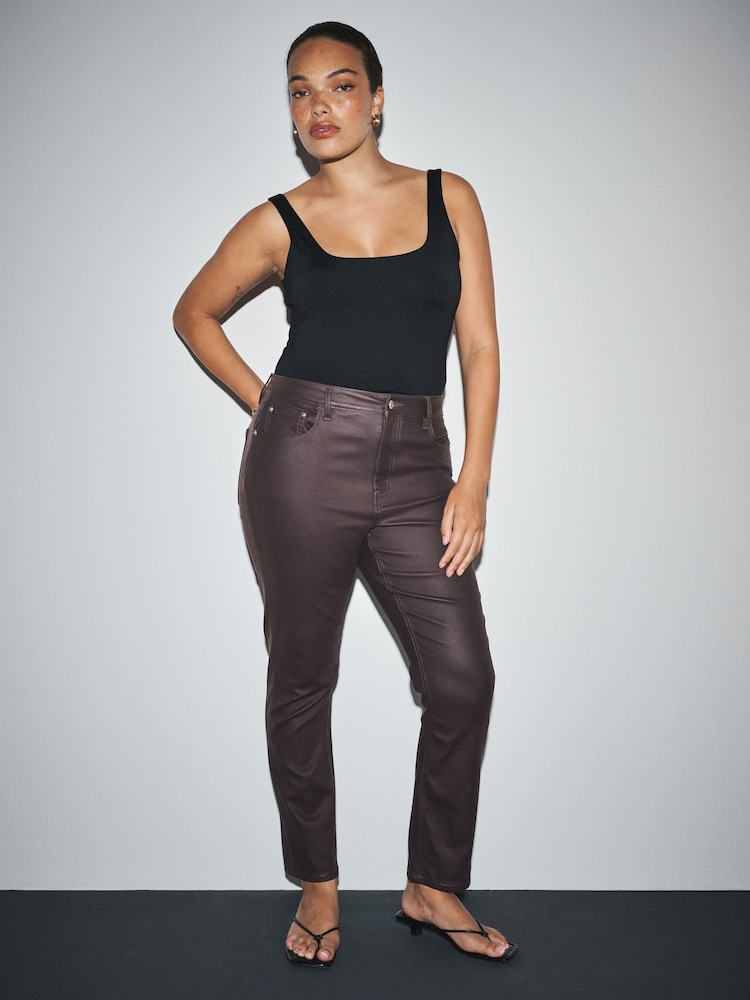 Dark Purple Coated Denim Slim Leg Hourglass Jeans - Image 2 of 7 Dark Purple Coated Denim Slim Leg Hourglass Jeans - Image 2 of 7