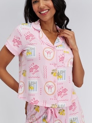 Boux Avenue Pink Postcard Modal Short Pyjamas Set - Image 3 of 5