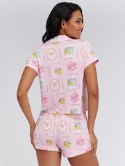 Boux Avenue Pink Postcard Modal Short Pyjamas Set - Image 4 of 5