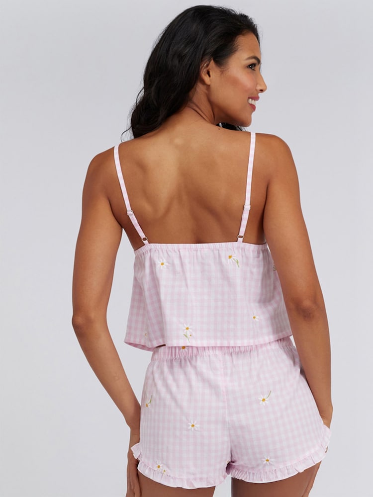 Boux Avenue Pink Daisy Gingham Cotton Pyjamas Set - Image 2 of 6