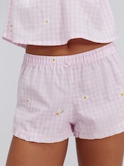 Boux Avenue Pink Daisy Gingham Cotton Pyjamas Set - Image 5 of 6