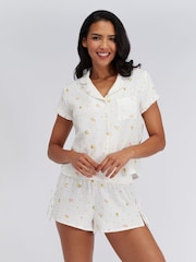 Boux Avenue White Lemon Cotton Short Pyjamas Set - Image 1 of 6