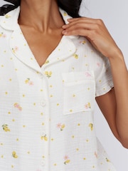 Boux Avenue White Lemon Cotton Short Pyjamas Set - Image 4 of 6