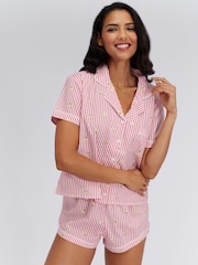 Boux Avenue Pink Stripe Cotton Short Pyjamas Set - Image 1 of 6