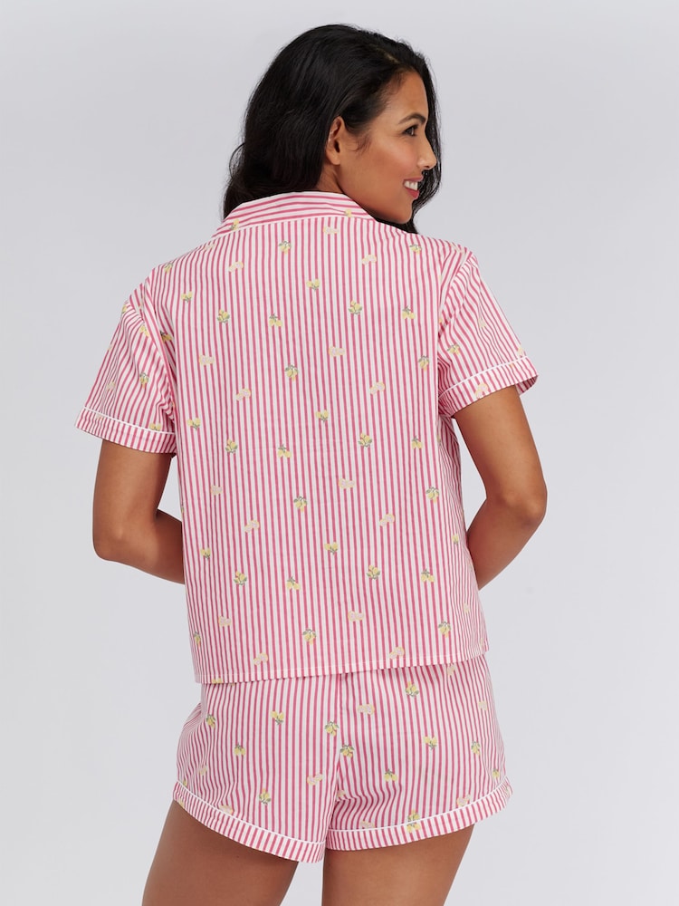 Boux Avenue Pink Stripe Cotton Short Pyjamas Set - Image 2 of 6